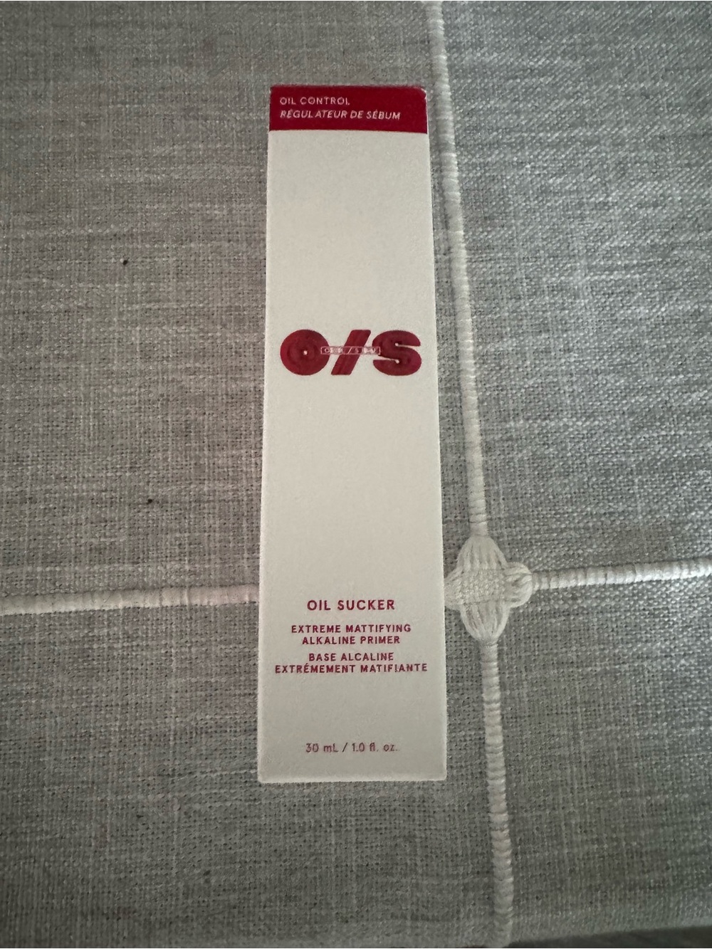 ONE/SIZE Oil Sucker Mattifying Primer in White and Red Packaging